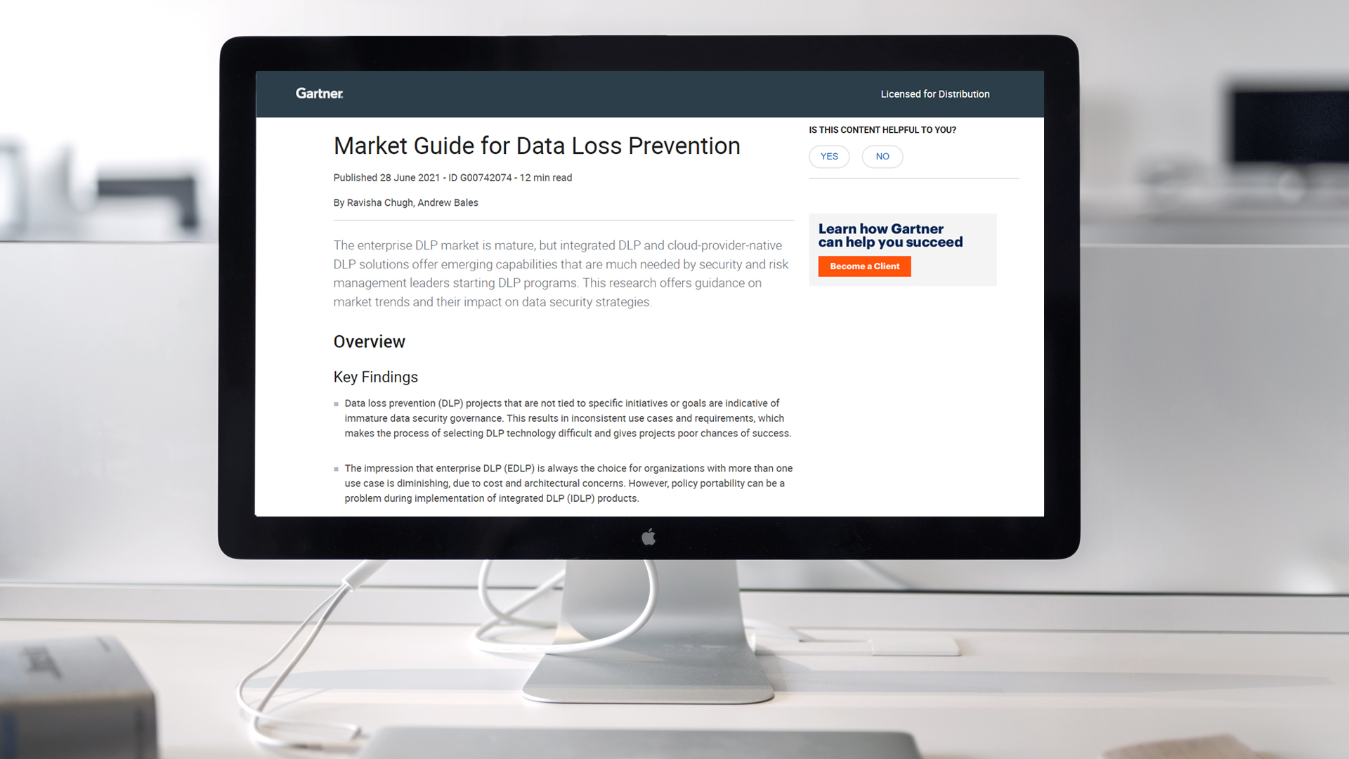 Report: 2021 Data Loss Prevention Market Guide by Gartner